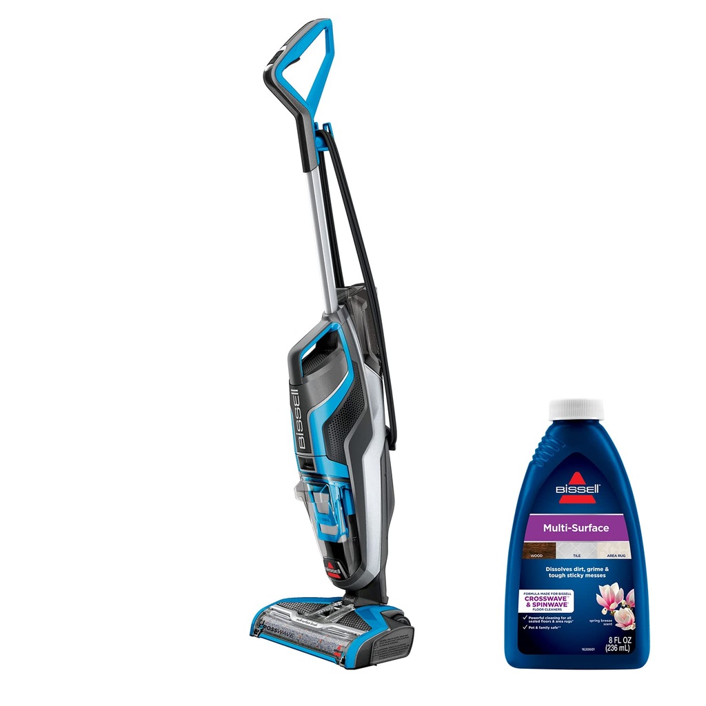 BISSELL CrossWave | Dispozitiv cu mai multe suprafete 3-in-1 | Detergent umed si uscat pentru suprafete multiple | Aspirati, spalati si uscati | Curata podele si covoare | 80 dB | Negru/Albastru | 17322