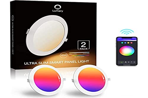 Lumina incasabila inteligenta Lumary Alexa, pachet de 2 spoturi de tavan LED WiFi 18W, culori reglabile RGBWW 2700K-6500K Spoturi inteligente incastrate, spoturi muzicale de tavan compatibile cu Alexa Google Home, inlocuieste 180W