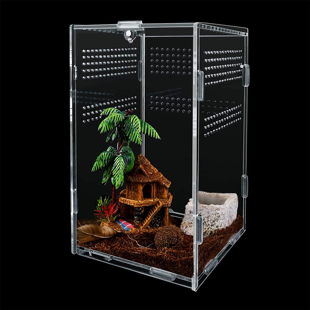 Cutie de terariu pentru reptile MINISOISO, cutie de hrana pentru reptile 12x12x20CM, cutie de hranire pentru reptile, cutie de reproducere reptile acrilice, cutie de reproducere anti-escape pentru paianjen, scorpion, gandac, broaste cu coarne, serpi de companie