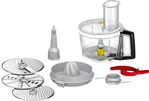 Set accesorii Bosch VeggieLove Plus MUZ9VLP1, mixer multifunctional, trei discuri (disc de taiat, disc de ras, disc de razuit mediu-fin), cutit de tocat, presa de citrice, pentru robot de bucatarie seria 8