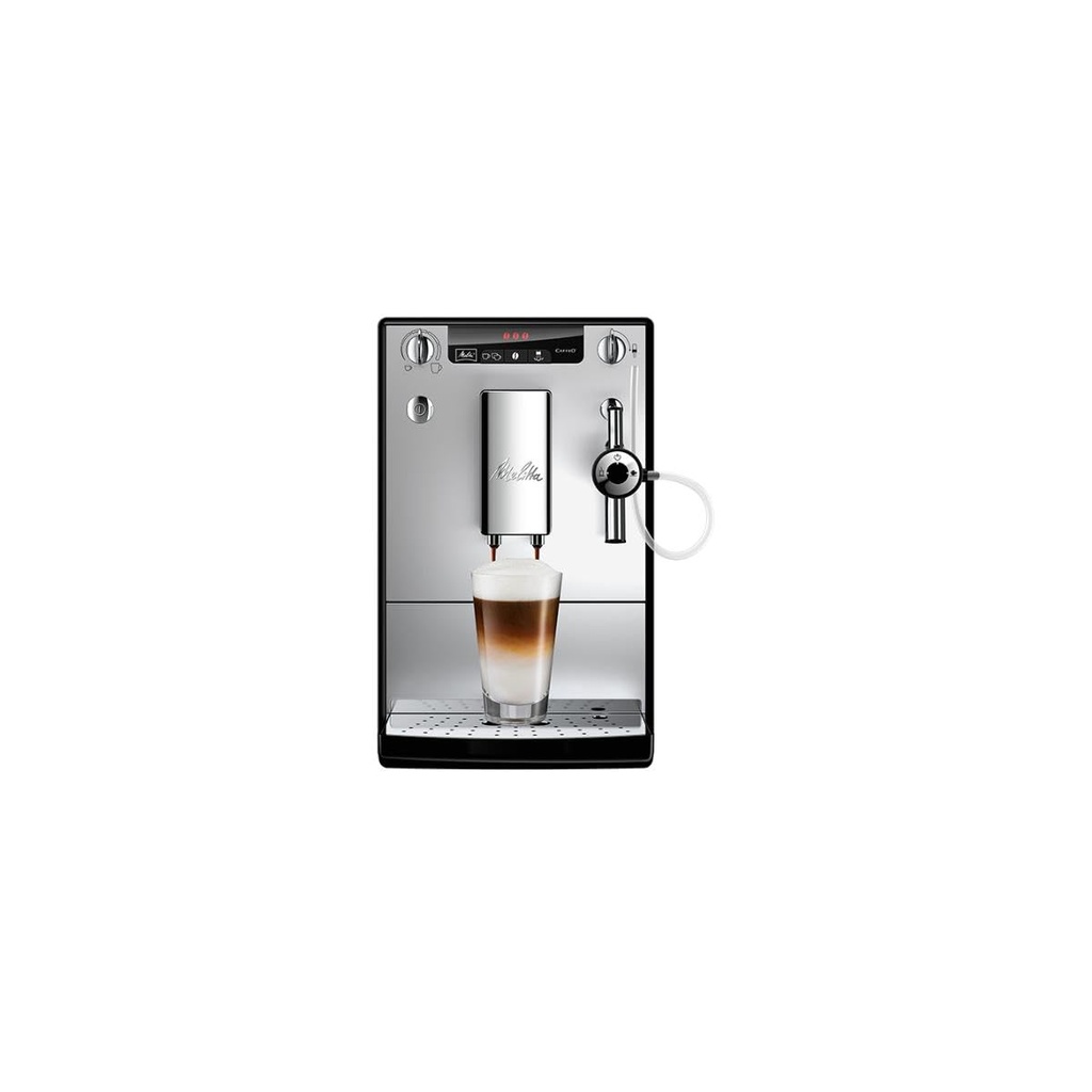 Melitta Solo &amp; Perfect Milk Silver, Aparat de cafea pentru boabe de fasole cu rasnita si sistem de extractie a aromelor, mod 1 pana la 2 cesti, Cappuccinator automat, afisaj LED, E957-203, 1400W