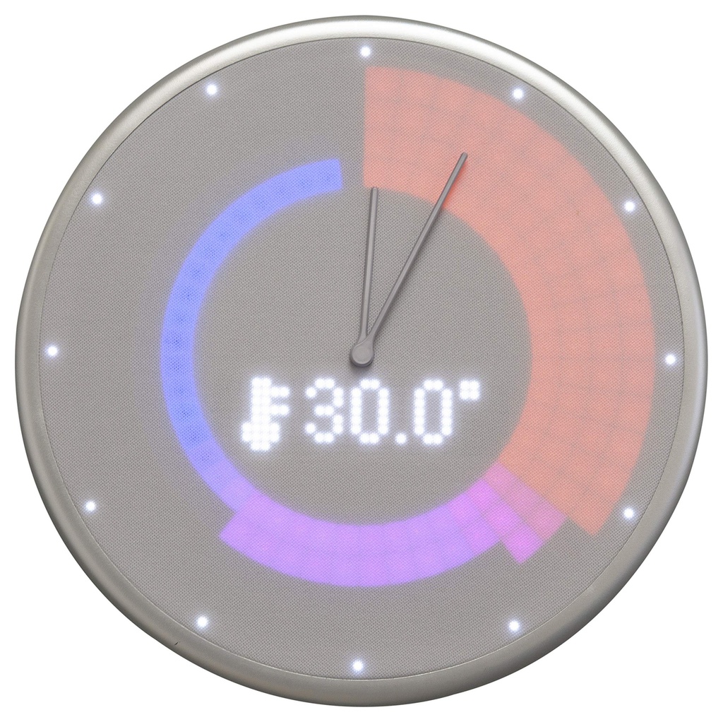 Glance NeXtime - ceas de perete inteligent, Bluetooth - transfer de date, ceas, ceas de perete inteligent, ceas inteligent, afisaj LED, pentru iOS si Android, argintiu, 22,8 x 22,8 x 3 cm, GC-EU-SLV01