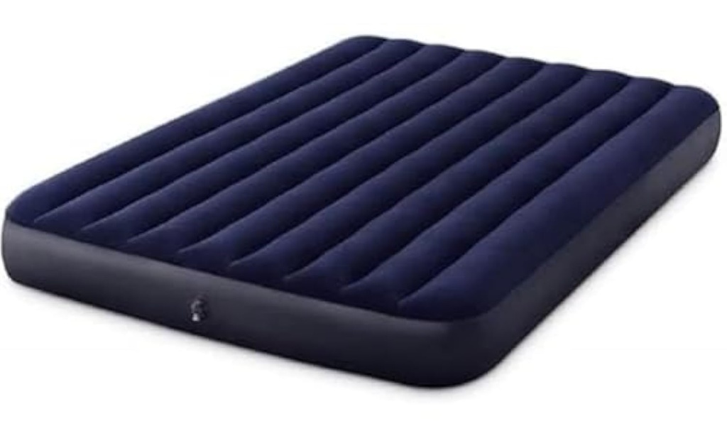 Intex 64759 - Saltea gonflabila dubla Dura-Beam Classic Downy, PVC, albastru, 152x203x25 cm