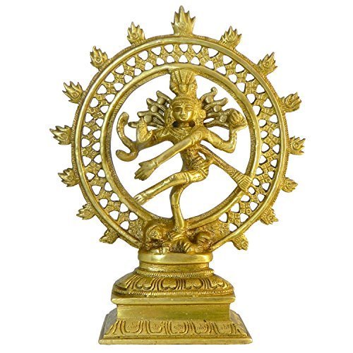 indischerbasar,de aEUR&quot; Shiva Nataraja Figurina alama Inaltime 21 cm Sculptura din cupru galben Statueta Hinduism Budism Arta indiana Artizanat