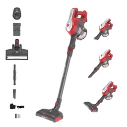 Hoover H-FREE 100 HF122RH 011 Matura electrica fara fir, fara sac, ciclonic, baterie 22 V, autonomie 40 min, argintiu/rosu