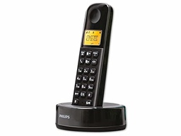 Telefon fara fir Philips - D1651B/01 - telefon DECT - telefon de acasa - conexiune fix - robot telefonic - negru, negru