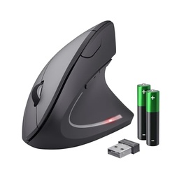 Mouse vertical wireless Trust Verto, fara fir ergonomic, 800/1200/1600 DPI, microreceptor USB, 2,4 GHz, 6 butoane pentru PC, computer, laptop, Mac - negru