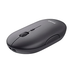 Mouse wireless reincarcabil Trust Puck, Bluetooth sau 2,4 GHz cu receptor mini USB, silentios, buton DPI, mouse Bluetooth fara fir ergonomic pentru PC, Macbook, Mac, computer, iPad - negru