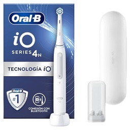 Periuta de dinti electrica Oral-B iO 4N cu maner reincarcabil, 1 cap si husa de calatorie, conceputa de Braun, Cadouri originale pentru femei si barbati - Alb