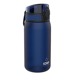 Sticla de baut pentru copii Ion8, 350 ml, etansa, deschidere cu o singura mana, blocare sigura, se poate spala in masina de spalat vase, fara BPA, maner de transport, capac cu balamale, usor de curatat, climat neutru, bleumarin