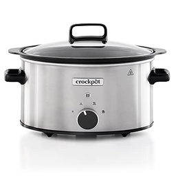 Arata lenta Crock-pot, 3,5 L, pana la 4 persoane, Sizzle&amp;Stew, Oala interna din aluminiu pentru rumenire pe aragaz, 2 setari de gatit si functie calda, 210W max, argintiu