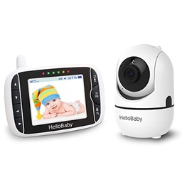 Camera monitor pentru bebelusi HelloBaby, telefon pentru bebelusi de 3,2 inchi cu camera video, camera PTZ 360deg Monitorizare bebelus cu VOX, vedere nocturna, senzor de temperatura, videofon audio bidirectional pentru bebelusi