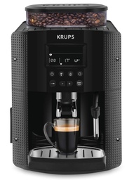 Aparat de cafea Krups Bean, 2 espresso-uri simultane, ecran LCD, aparat de cafea espresso compact, curatare automata, duza de abur pentru cappuccino, Essential black YY8135FD