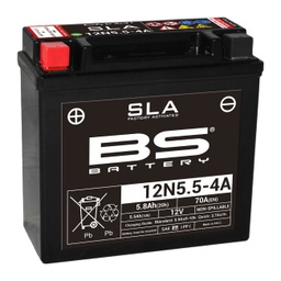 Baterie BS 300841 12N5,5-4A AGM SLA Motorrad Batterie, Schwarz