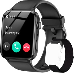 Ceas inteligent IOWODO pentru barbati si femei, ceas de fitness cu apeluri, ceas inteligent de 1,85 inchi SpO2/monitor de somn, monitor de ritm cardiac 24 de ore, 100 de moduri sportive, monitor de fitness pentru Android iOS