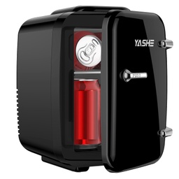 Mini frigider YASHE, mini frigidere de 4 litri pentru cosmetice, bauturi, 220 V AC/12 V DC, racire si incalzire termoelectrica, frigider mic pentru dormitor, birou, dormitor, masina (negru)