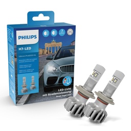 Iluminat pentru automobile Philips Ultinon Pro6000 H7 LED Gen 1 Lampi cu LED-uri legale pentru drumuri in Spania, 230% mai luminoase, 5.800K, set de 2