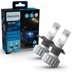Philips Ultinon Pro6000 Boost H4-LED bec legal pentru faruri stradale*, lumina cu 300% mai stralucitoare**