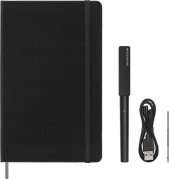 Set Moleskine Smart Writing, Smart Notebook cu Smart Pen inclus, Moleskine Smart Notebook, Notebook digital cu pagini cu linii, Mare, 13x21 cm, Negru