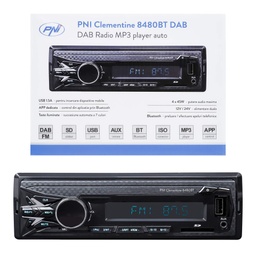 Radio auto DAB MP3 PNI Clementine 8480BT, 4x45w, 12/24V, 1 DIN, cu SD, USB, AUX, RCA, Bluetooth si USB 1.5A pentru incarcarea telefonului
