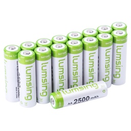 Lumsing 16 piese baterie AA 2500 mAh Ni-MH baterii AA reincarcabile cu cutie de depozitare a bateriei