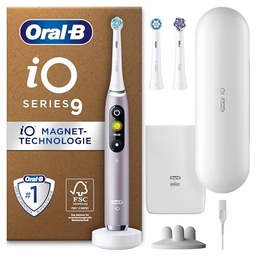 Oral-B iO Series 9 Plus Edition Periuta de dinti electrica Plus 3 periute de dinti magnetice 7 moduri de curatare Ambalaj reciclabil Cadou de Ziua Mamei Roz, Cadou de Ziua Tatalui