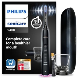 Periuta de dinti electrica Philips Sonicare DiamondClean Smart 9400, periuta de dinti sonica cu aplicatie, senzor de presiune, detectie cap de perie, 4 moduri de periaj si 3 nivele de intensitate, negru, model HX9917/89