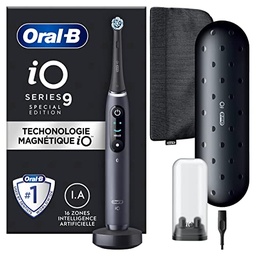 Periuta de dinti electrica reincarcabila Oral-B iO 9N, senzor de presiune, afisaj interactiv, inteligenta artificiala, 7 moduri, 1 cap, 1 periuta de dinti, 1 husa de calatorie, negru, idee de cadou